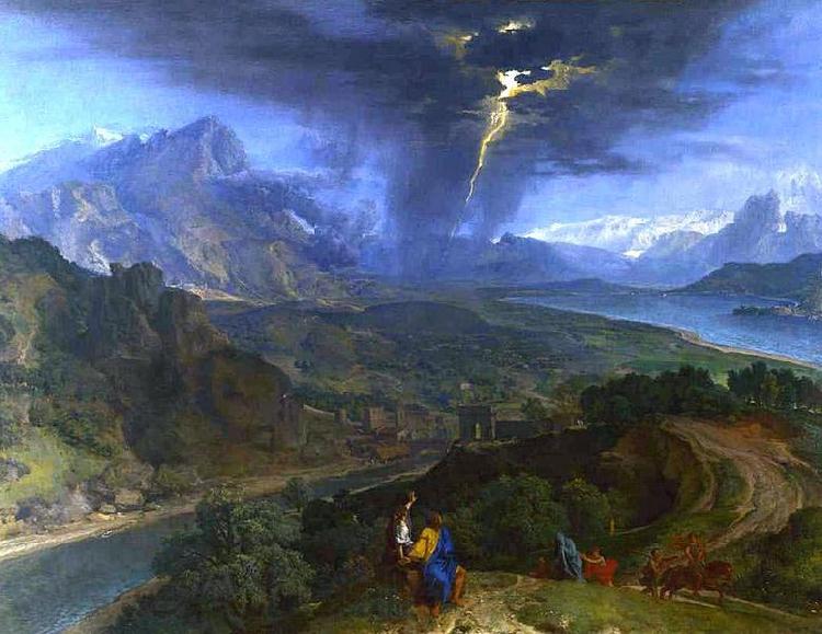 jean-francois millet Mountain Landscape with Lightning. Spain oil painting art